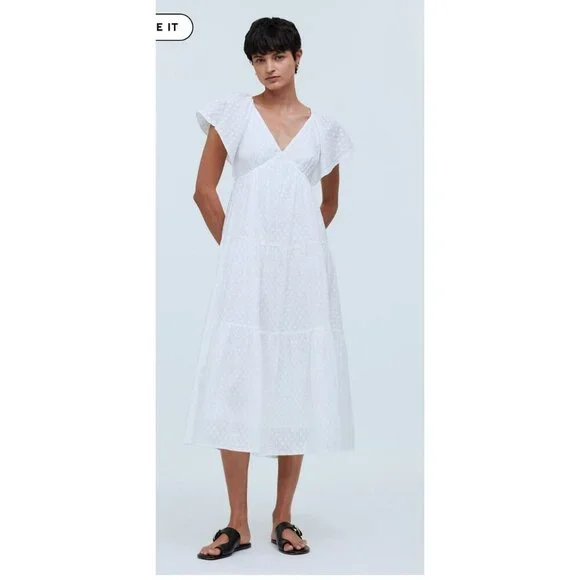 chinese dress ladies Madewell Women's Riley Dress Eyelet White,XX-Small at Amazon Women's  Clothing store